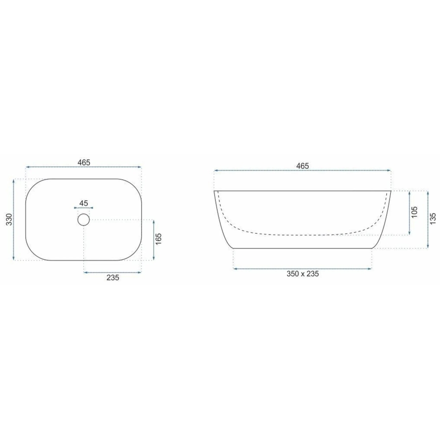 REA-U6384 - Vasque à poser BELINDA 33 x 46,5 cm, céramique, noir/marron