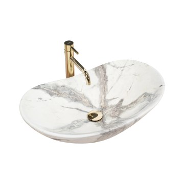 REA-U6502 - Vasque à poser sur plan ROYAL 36 x 60,5 cm en céramique, finition effet marbre