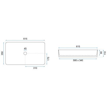 REA-U6510 - Lavabo à poser DENIS 35 x 61,5 cm céramique / noir mat