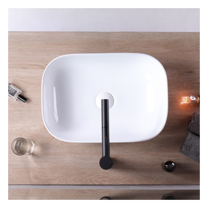 REA-U6521 - Lavabo à poser BELINDA SLIM 33 x 46,5 cm céramique / blanc brillant