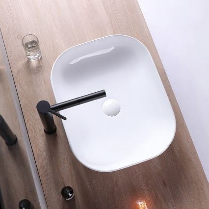 REA-U6521 - Lavabo à poser BELINDA SLIM 33 x 46,5 cm céramique / blanc brillant
