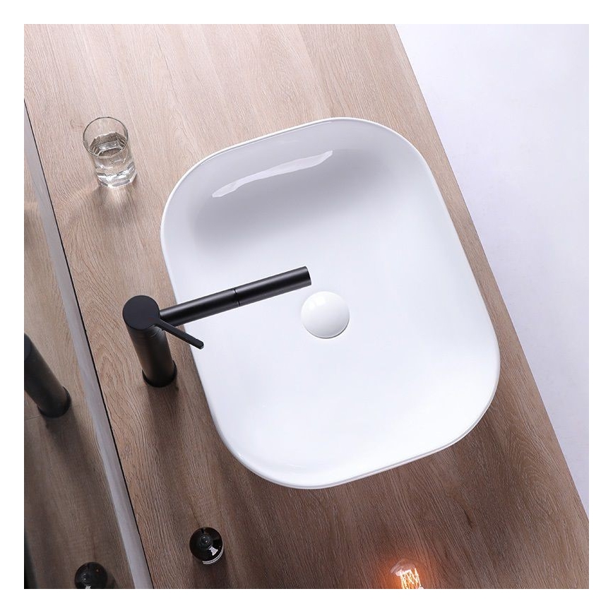 REA-U6521 - Lavabo à poser BELINDA SLIM 33 x 46,5 cm céramique / blanc brillant