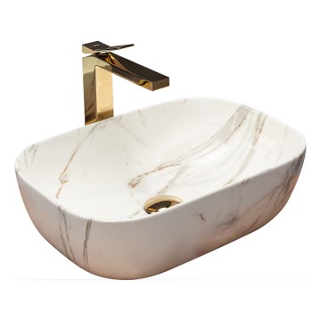 REA-U6596 - Vasque à poser BELINDA 33,5x46,5 cm céramique/décor marbre