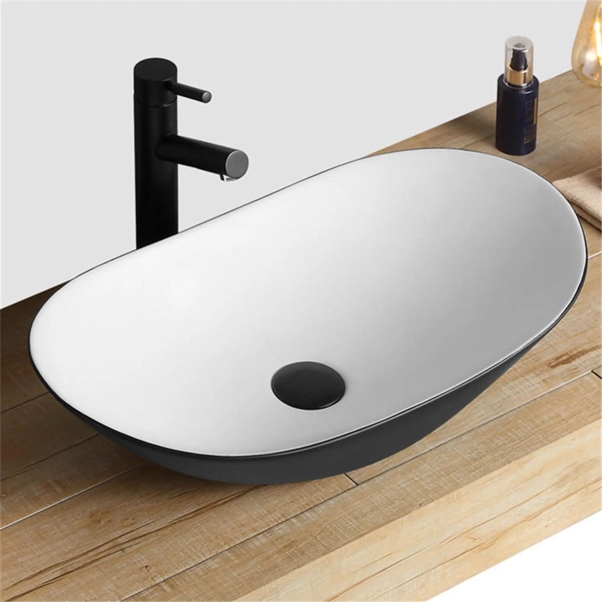 REA-U6600 - Lavabo à poser ROYAL 36 x 62,5 cm céramique/blanc/noir