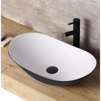 REA-U6600 - Lavabo à poser ROYAL 36 x 62,5 cm céramique/blanc/noir