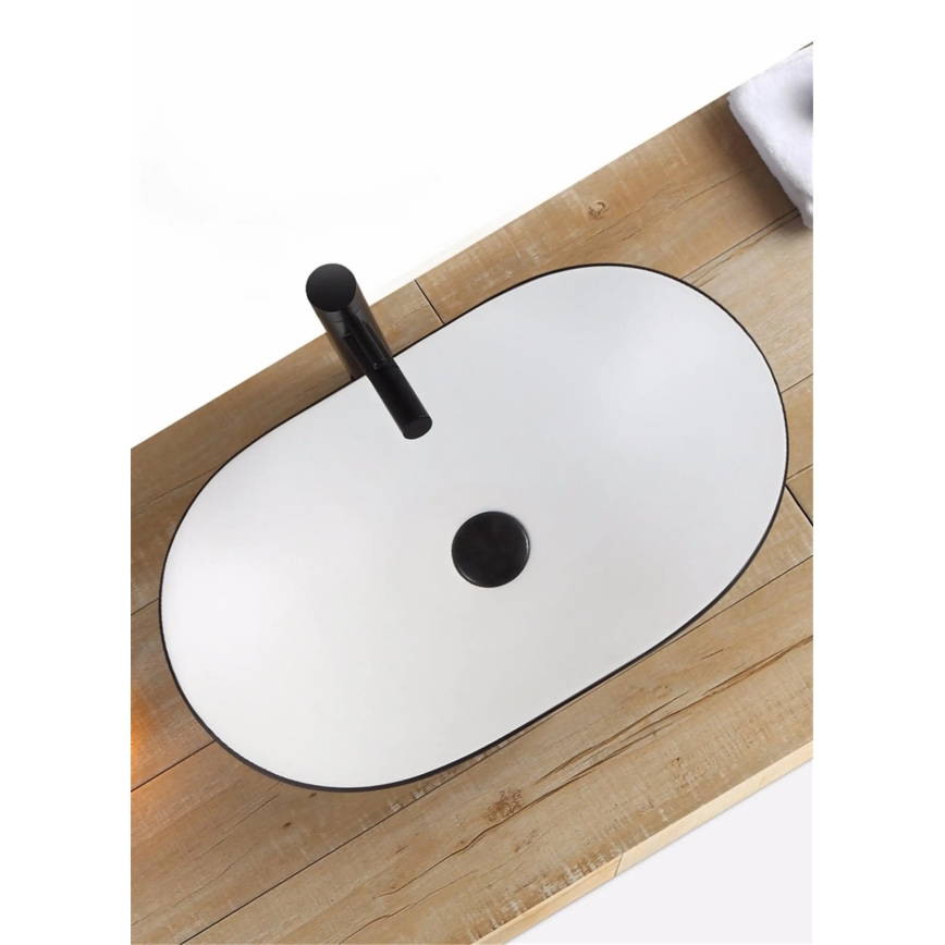 REA-U6600 - Lavabo à poser ROYAL 36 x 62,5 cm céramique/blanc/noir