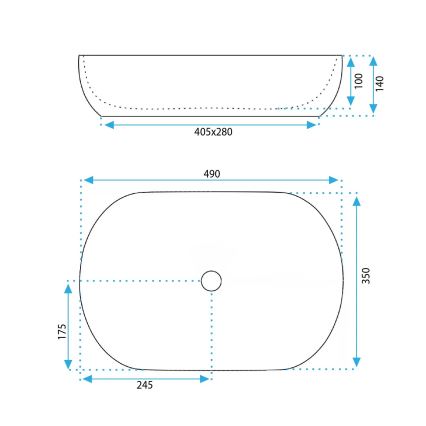REA-U6620 - Vasque à poser LISA 35x49 cm céramique/bleu brillant