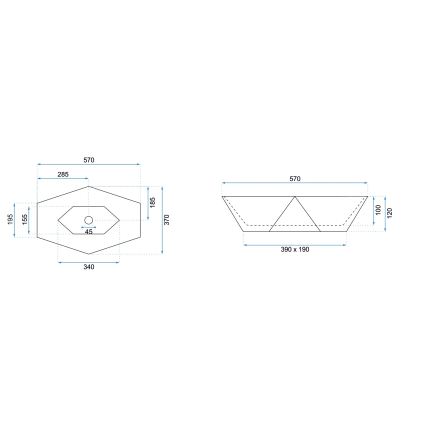 REA-U6643 - Vasque à poser VEGAS 37x57 cm céramique/blanc brillant