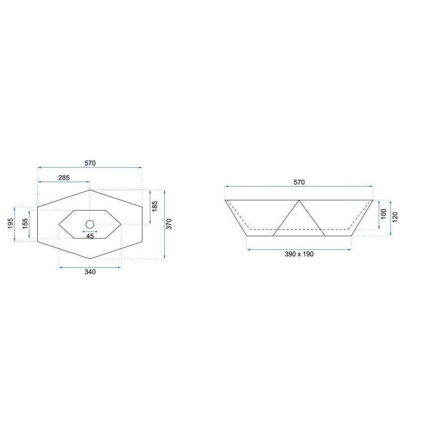 REA-U6643 - Vasque à poser VEGAS 37x57 cm céramique/blanc brillant