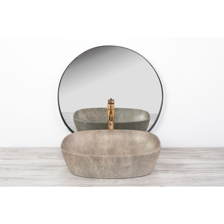 REA-U6647 - Vasque à poser FREJA 39,5x51 cm céramique/gris/décor marbre