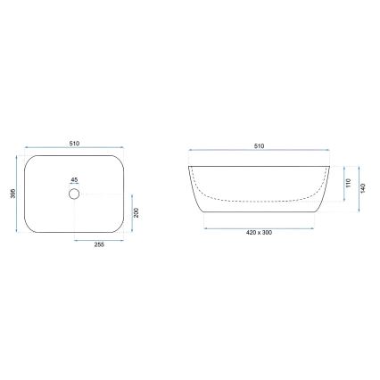 REA-U6689 - Vasque à poser FREJA 39,5x51 cm céramique/beige/effet pierre