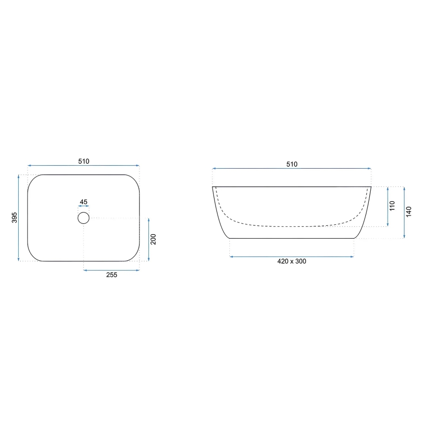 REA-U6689 - Vasque à poser FREJA 39,5x51 cm céramique/beige/effet pierre