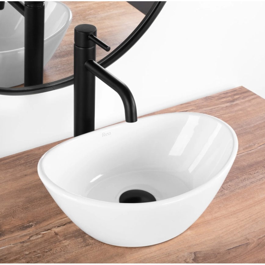 REA-U6803 - Lavabo à poser sur plan KATE 24,5x36,5 cm céramique/blanc brillant