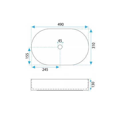 REA-U7342 - Vasque à poser VANDA 31x49 cm céramique/beige/effet pierre