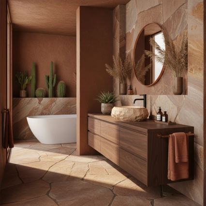 REA-U7348 - Vasque à poser MIKA 38x50 cm orange/beige/effet pierre