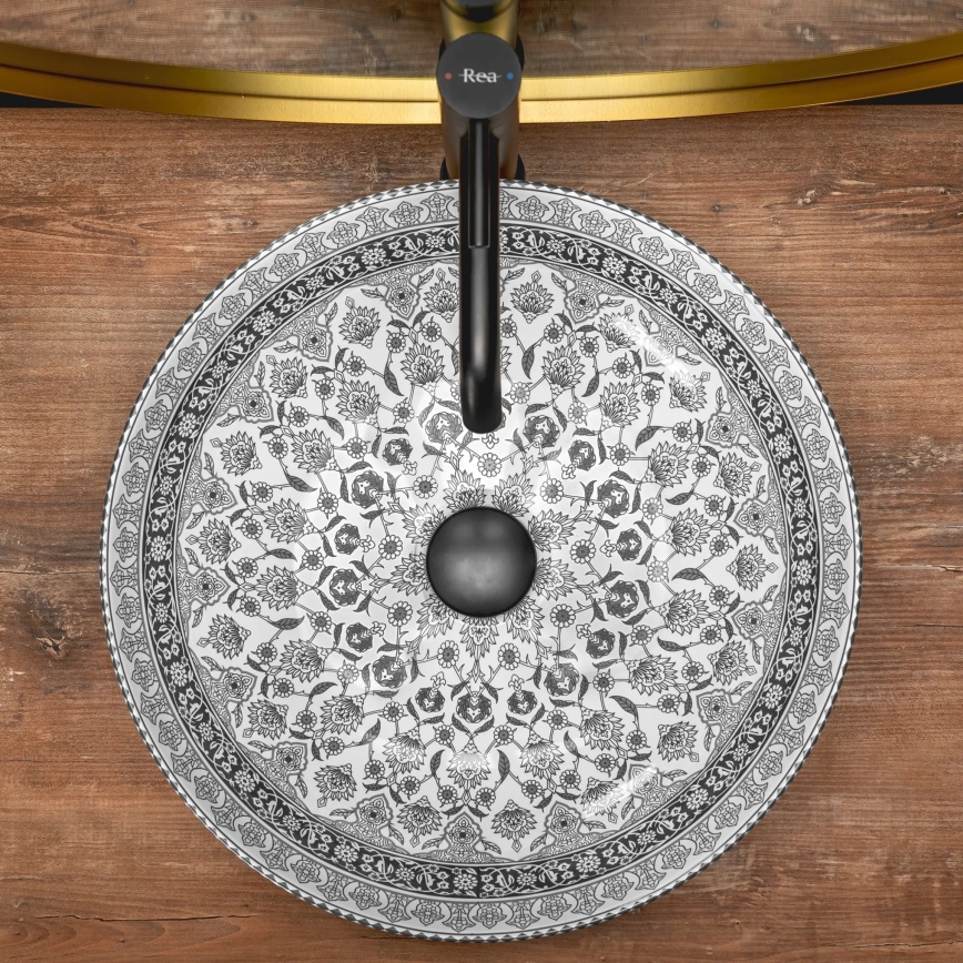 REA-U8002 - Lavabo à poser ARTE 40 cm céramique / blanc / noir