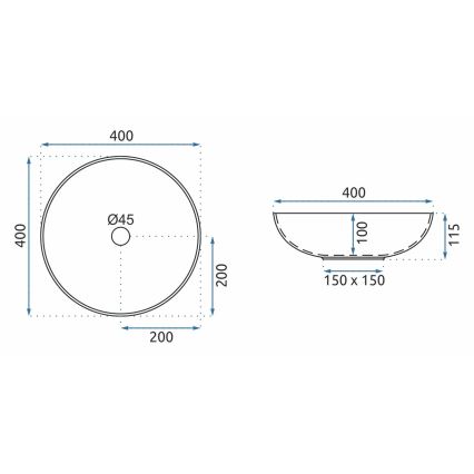 REA-U8002 - Lavabo à poser ARTE 40 cm céramique / blanc / noir