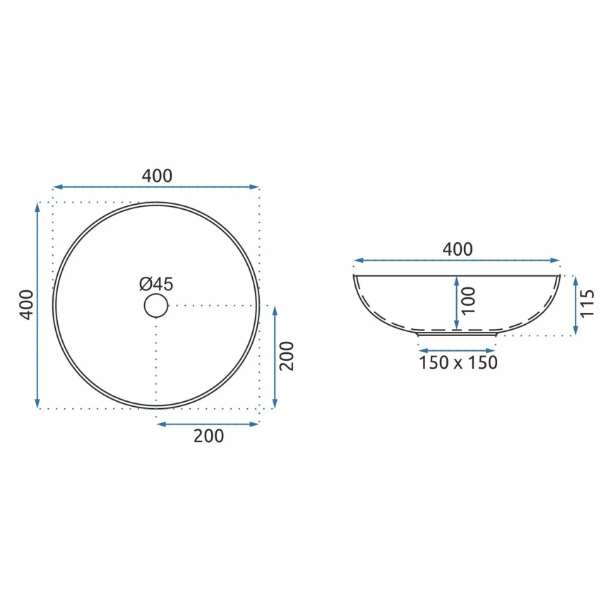 REA-U8002 - Lavabo à poser ARTE 40 cm céramique / blanc / noir