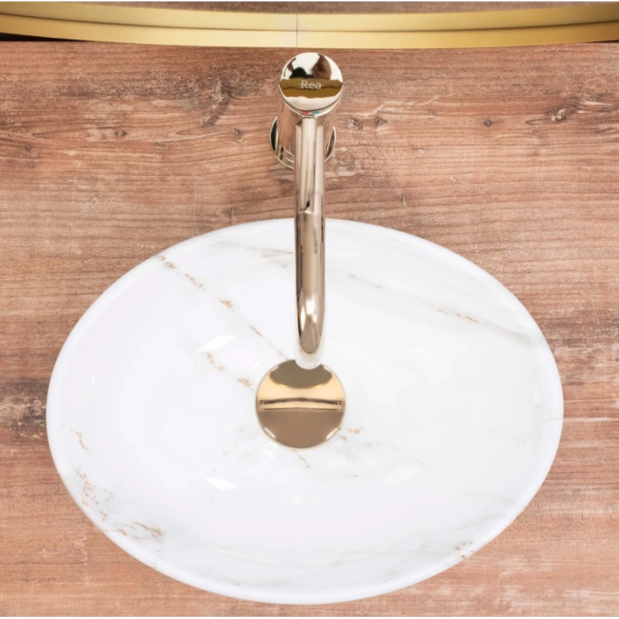 REA-U8014 - Lavabo à poser SOFIA MINI 27x34 cm céramique/décor effet marbre