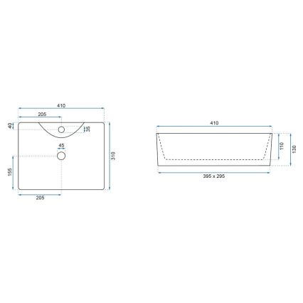 REA-U8196 - Vasque à poser KELLY MINI 31x41 cm céramique/blanc brillant