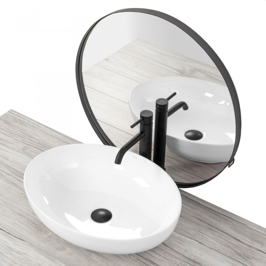 REA-U8198 - Vasque à poser CAROLA SLIM 39x51,5 cm céramique/blanc brillant