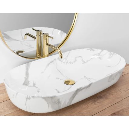 REA-U8403 - Lavabo à poser CLEO 41x81 cm céramique/décor marbre