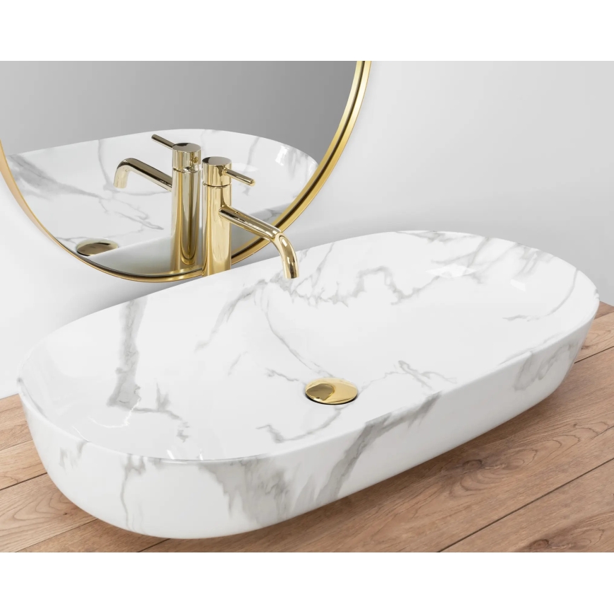 REA-U8403 - Lavabo à poser CLEO 41x81 cm céramique/décor marbre