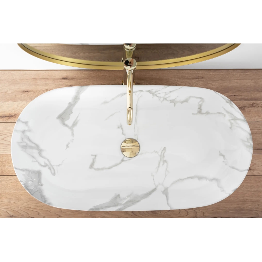 REA-U8403 - Lavabo à poser CLEO 41x81 cm céramique/décor marbre
