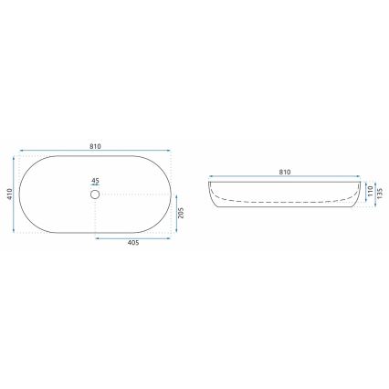 REA-U8403 - Lavabo à poser CLEO 41x81 cm céramique/décor marbre