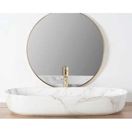 REA-U8404 - Vasque à poser CLEO 41x81 cm céramique/blanc/décor effet marbre