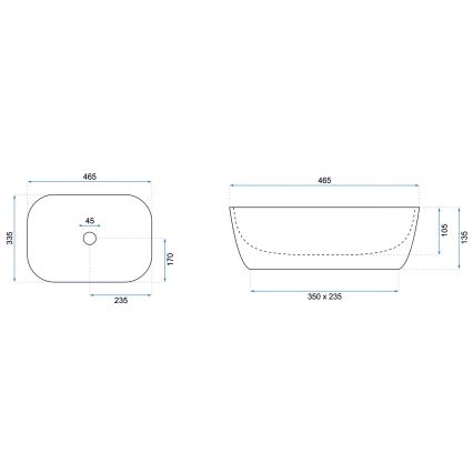 REA-U8470 - Vasque à poser BELINDA 33,5x46,5 cm en céramique/noir mat