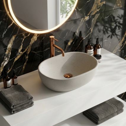 REA-U8480 - Lavabo à poser AMELIA 34,5 x 48 cm céramique / effet pierre