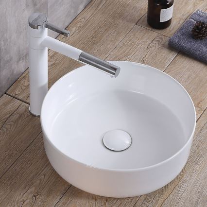 REA-U8493 - Lavabo à poser ELMA Ø 45 cm, céramique / blanc brillant