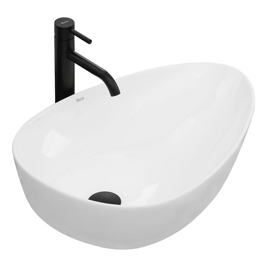REA-U8536 - Lavabo à poser sur plan GRETA 39x56 cm céramique/blanc brillant