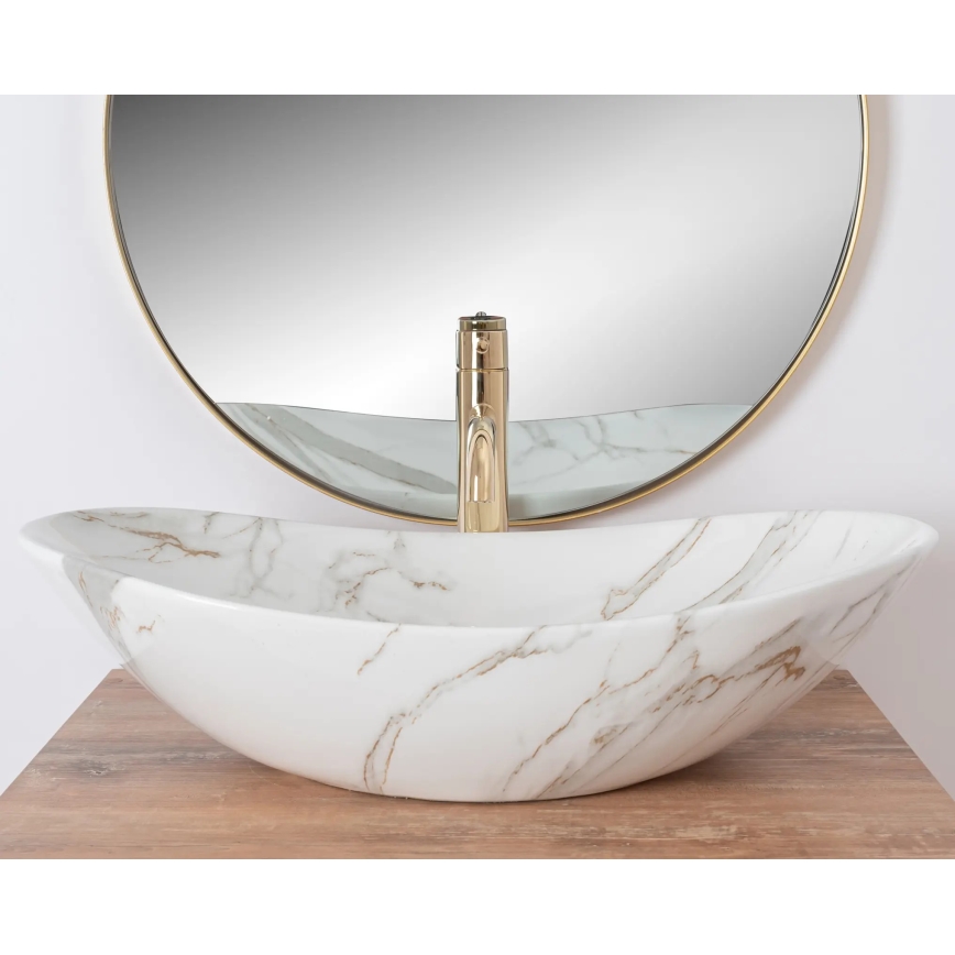 REA-U8548 - Vasque à poser ROYAL 36 x 60,5 cm en céramique, finition décor marbre