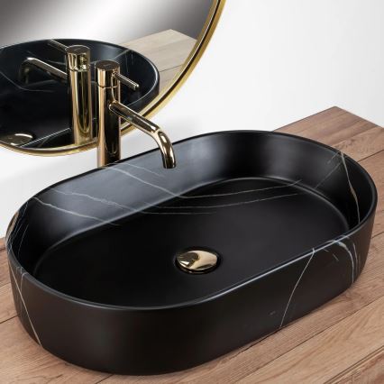 REA-U8565 - Lavabo à poser NADIA 38,5x61 cm céramique/noir mat
