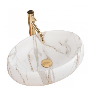 REA-U8568 - Vasque à poser LINDA 34 x 48,5 cm céramique/décor marbre