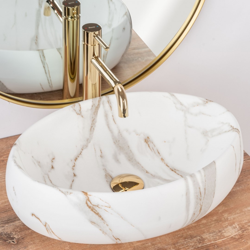 REA-U8568 - Vasque à poser LINDA 34 x 48,5 cm céramique/décor marbre