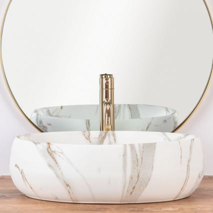 REA-U8568 - Vasque à poser LINDA 34 x 48,5 cm céramique/décor marbre