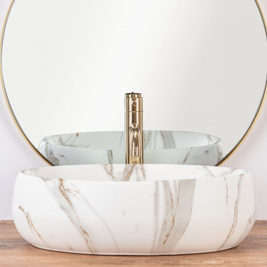 REA-U8568 - Vasque à poser LINDA 34 x 48,5 cm céramique/décor marbre