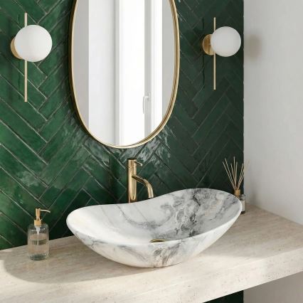 REA-U8596 - Vasque à poser ROYAL 36x62,5 cm céramique/blanc/gris/effet pierre