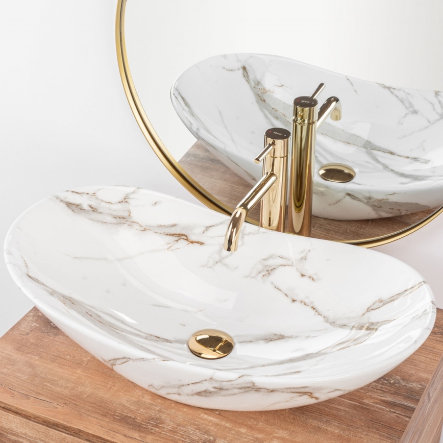 REA-U8597 - Vasque à poser ROYAL 36 x 62 cm, céramique / décor marbre