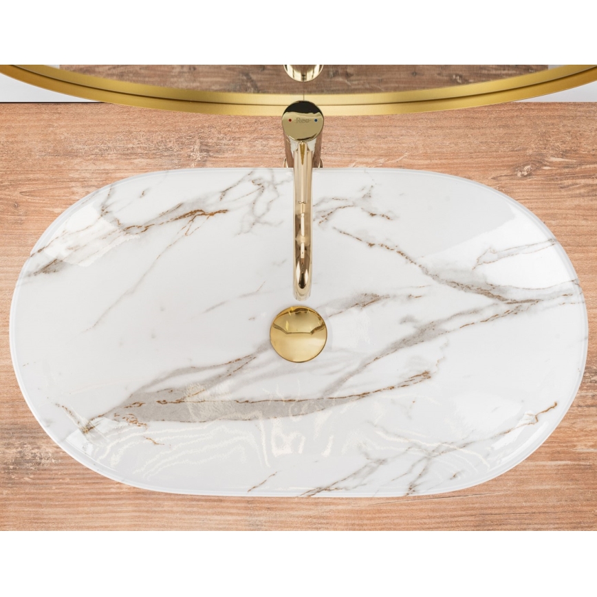 REA-U8597 - Vasque à poser ROYAL 36 x 62 cm, céramique / décor marbre