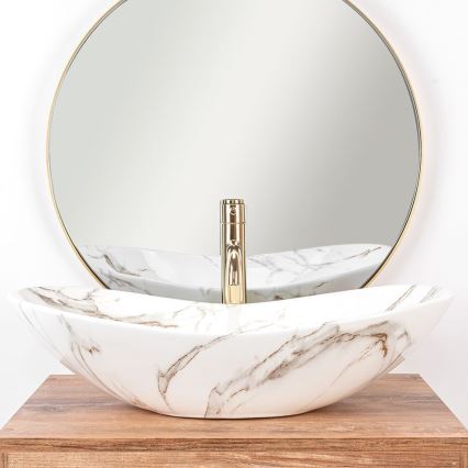 REA-U8597 - Vasque à poser ROYAL 36 x 62 cm, céramique / décor marbre