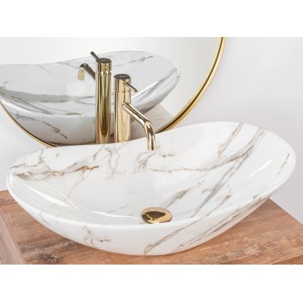 REA-U8597 - Vasque à poser ROYAL 36 x 62 cm, céramique / décor marbre