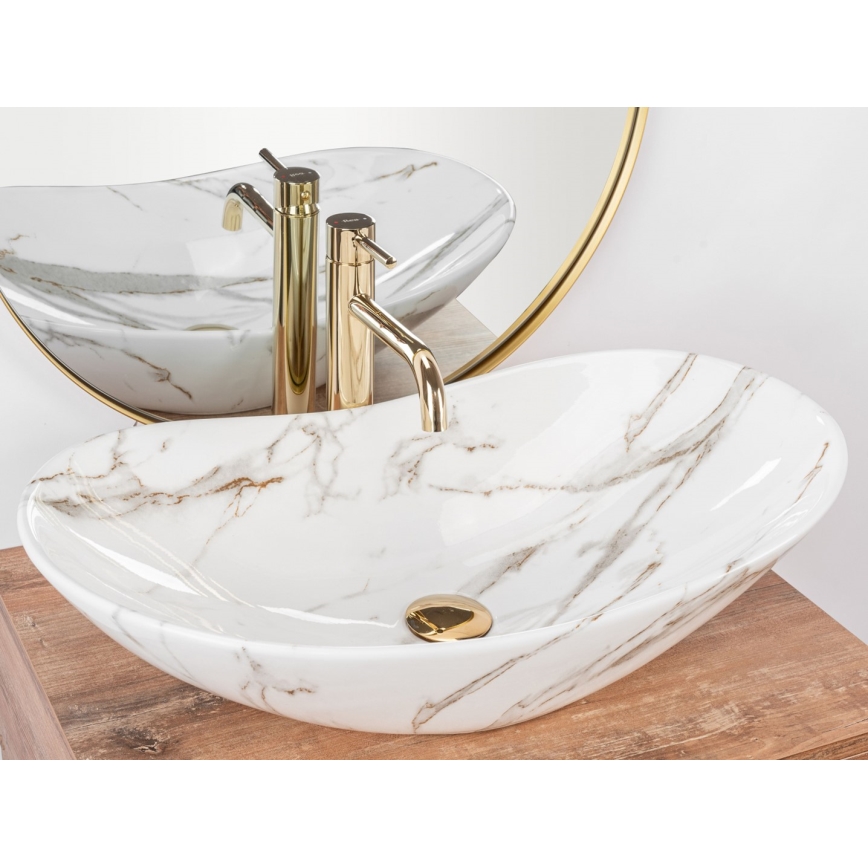 REA-U8597 - Vasque à poser ROYAL 36 x 62 cm, céramique / décor marbre