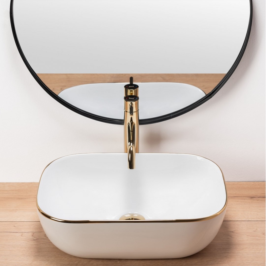 REA-U8736 - Lavabo à poser BELINDA 33,5 x 46,5 cm céramique/blanc/doré