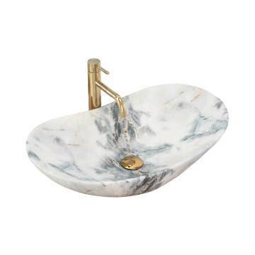 REA-U8742 - Lavabo à poser sur plan ROYAL 36x60,5 cm céramique/blanc/effet pierre