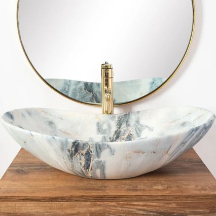 REA-U8742 - Lavabo à poser sur plan ROYAL 36x60,5 cm céramique/blanc/effet pierre