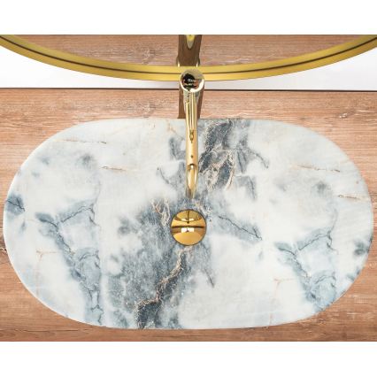 REA-U8742 - Lavabo à poser sur plan ROYAL 36x60,5 cm céramique/blanc/effet pierre